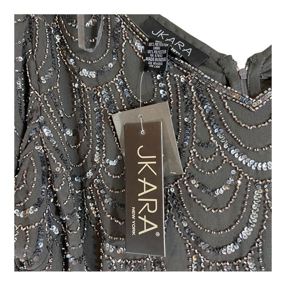 J Kara 3/4 Sleeve with Scallop Beaded Pop Over Gown NWT - Picture 2 of 5